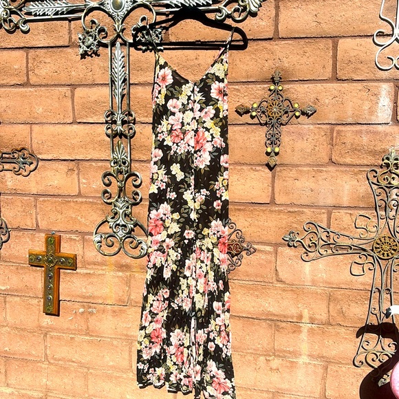 Billabong Dance on the Air Dress Floral Maxi Cottagecore Sleeveless Sheer Small - Picture 3 of 13